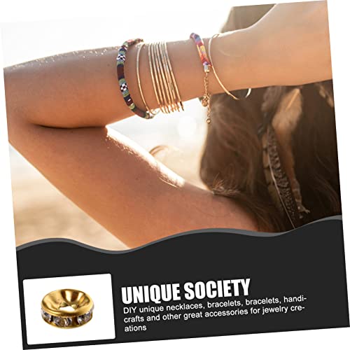 OSALADI 100 Stück Gold Weiß Strass Rondelle Spacer Beads für Schmuckherstellung Leichte DIY Perlen für Armbänder Halsketten Bastelperlen Zubehör von OSALADI