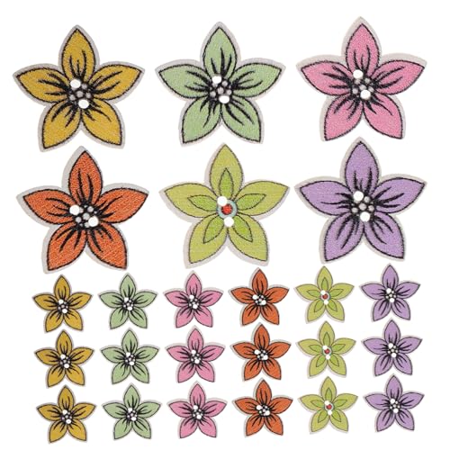 OSALADI 100 Stück Holzknöpfe Blumenform Vintage Knöpfe für Diy Kleidung Handgefertigte Holzknöpfe Langlebig und Vielseitig für Bastelarbeiten Bunten Farben von OSALADI