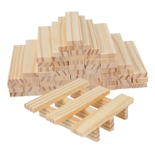 OSALADI 100 Stück Montessori-Bausteine Blöcke für Miniaturspielzeug Kleinkindbausteine Konstruktionsspielzeug Spielzeugsteine Miniaturblöcke blockieren Holz Beige von OSALADI