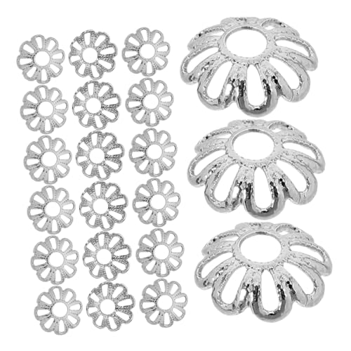 OSALADI 100 Stück Perlenblumen-Hutzubehör Schmuckkomponenten Schmuckzubehör Perlenkappen Endkappen für Schmuck Edelstahlperlen goldene Perlenkappen Kupfer Silver von OSALADI