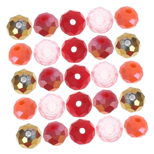 OSALADI 100 Stück Rote Glasperlen Flach für Schmuckherstellung Vielseitige DIY Perlen Charms für Armbänder Halsketten Ohrringe Zubehör zum Auffädeln und Basteln von OSALADI