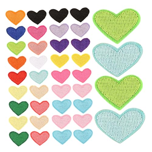 OSALADI 100 Stück Teiliges Herz Bügelflicken Aufnäher Farbige Stickerei Patches zum Aufbügeln und Aufnähen für Kleidung Jeans Taschen DIY Reparatur und Kreative Dekoration von OSALADI