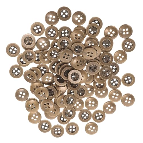 OSALADI 100 Stück Vintage Vierloch Kunststoffknöpfe Goldene Silber Beschichtung Flache Nähknöpfe für Mantel Strickjacke DIY Kleidung Dekoration von OSALADI