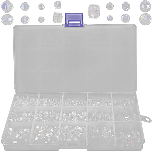 OSALADI 1000 Stück DIY Glasperlen Set Kristall Spacer Beads für Schmuckherstellung Armbänder und Bastelarbeiten Vielseitig Einsetzbar für Kreative Designs von OSALADI