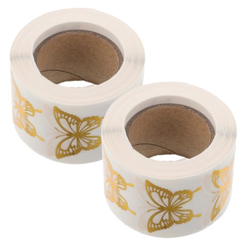 OSALADI 1000 Stück Selbstklebende Umschlag-siegel in Schmetterlingsform mit Elegantem Goldfolie-design Praktische Rollenverpackung Geeignet für Einladungen Geburtstage Hochzeiten und von OSALADI