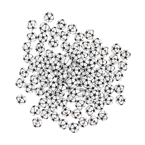 OSALADI 100Stücke Fußball Holzperlen DIY Schmuckperlen Runde Design für Armbänder und Halsketten Handgefertigte Bastelprojekte und von OSALADI