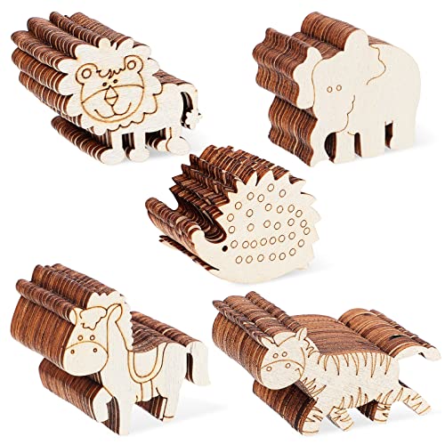 OSALADI 100Stücke Holz Tierverzierungen DIY Bastel Holzfiguren für Scrapbooking Karten und Kreative Projekte Vielseitige Holzausschnitte für Erwachsene von OSALADI