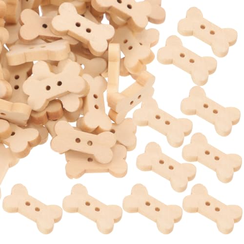 OSALADI 100Stücke Holzknöpfe Knochenform Handgefertigte Nähknöpfe für DIY Bastelprojekte Vielseitig Einsetzbar für Kleidung und Wohnaccessoires von OSALADI