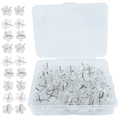 OSALADI 100Stücke Transparente Blumen Push Pins Wiederverwendbare Daumenstecker für Pinnwände Dekorative Heftklammern für Fotos und Poster Leicht zu Lagern Transportieren von OSALADI