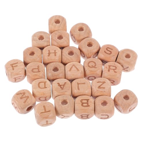 OSALADI 104 Stück Buchstabenperlen Alphabet für Brief Buchstaben Perlen Holzperlen basteln farbenfrohe Buchstabe Perle a-z lose Perlen Beschriftete Perlen Buchstaben-Holzperlen Buche von OSALADI