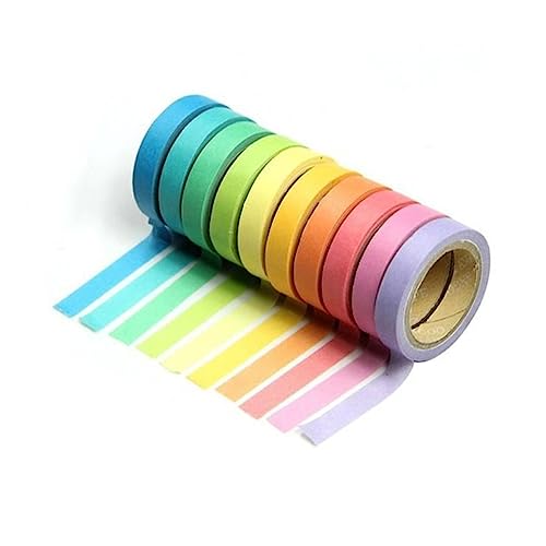 OSALADI 10Rollen Washi Tape Regenbogenfarbenes Dekoratives Klebeband für Scrapbooking DIY Geschenkverpackungen und Projekte für Planer und Kindergeburtstag OSALADI 10Rollen Washi Tape Regenbogenfarbenes Dekoratives Klebeband für Scrapbooking DIY Geschenkverpackungen und Projekte für Planer und Kindergeburtstag von OSALADI