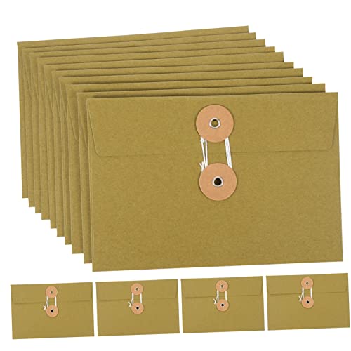 OSALADI 10Stücke Retro Kraftpapier Umschläge mit Schnurverschluss Multifunktionale Aufbewahrungstaschen für Schule Büro und Zuhause Robuste Dateibeutel aus Umweltfreundlichem Material von OSALADI