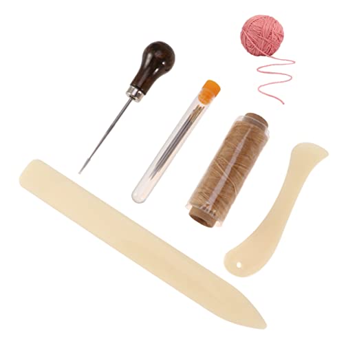 OSALADI 10Stücke Teiliges Buchbindewerkzeug Set mit Holzgriffahle und Großen Nadeln für Handgefertigte Wachsgarn und Falzbein Perfektes Nähzubehör für DIY Buchbinder von OSALADI