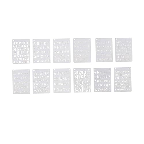 OSALADI 12 Blatt Buchstaben und Zahlen Schablonen Wiederverwendbare DIY Malvorlagen für Kreative Projekte Geeignet für Erwachsene Strapazierfähigem Pet Material für Frühe Kunstbildung von OSALADI
