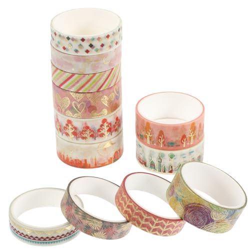 OSALADI 12 Rollen Bunte Washi Tape Dekoratives Scrapbook Klebeband mit Goldfolie Vielseitig Klebend und Leicht Abreißbar für Diy Basteln Hand Account und Geschenkdekoration OSALADI 12 Rollen Bunte Washi Tape Dekoratives Scrapbook Klebeband mit Goldfolie Vielseitig Klebend und Leicht Abreißbar für Diy Basteln Hand Account und Geschenkdekoration von OSALADI