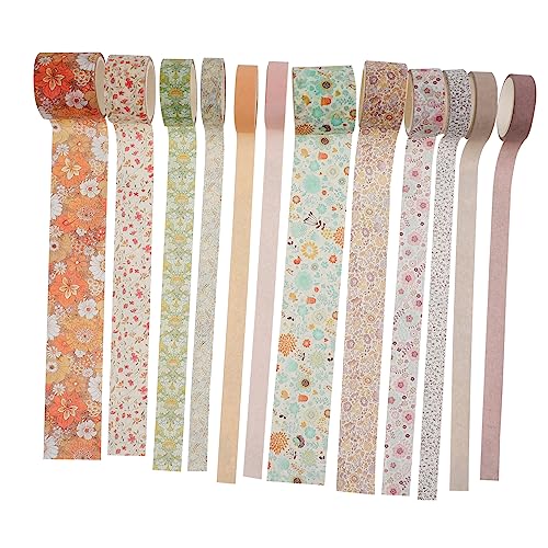 OSALADI 12 Rollen Handbuch Klebeband Geburtstag Farbige Blumen Handdekor Blumenband Bastelmaterial Scrapbooking Klebeband Aufkleber Selbstklebendes Blumenpapierband Kleines von OSALADI