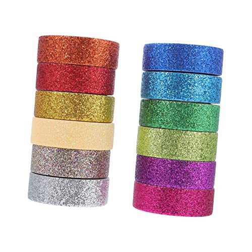 OSALADI 12 Rollen Washi Tape Diy Dekoratives Klebeband für Scrapbooking Journaling und Partydekoration Farben Glitzer Einfach Lagern OSALADI 12 Rollen Washi Tape Diy Dekoratives Klebeband für Scrapbooking Journaling und Partydekoration Farben Glitzer Einfach Lagern von OSALADI