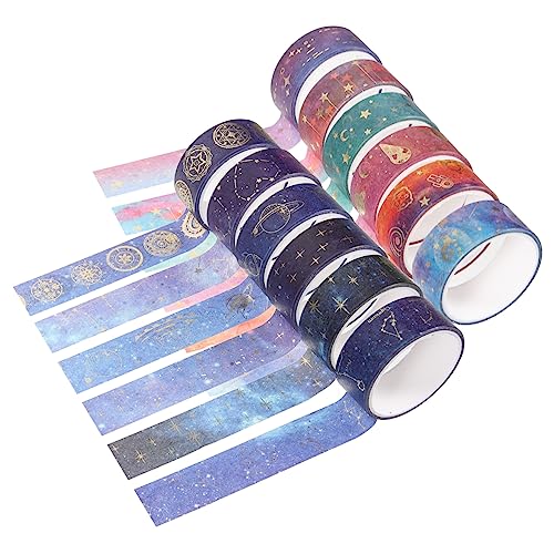 OSALADI 12 Rollen Washi Tape Set Diy Dekoratives Klebeband mit Sternenhimmel Design für Scrapbooking Journaling und Geschenkverpackungen Vielseitig und Anpassbar von OSALADI