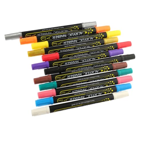 OSALADI 12 Stück Acrylfarbenstift Malen Scrapbooking -marker Stoff Markierungen Malerei Dual Zeichnen Von Acryl-markierungsstiften Acryl-marker-set Plastik von OSALADI