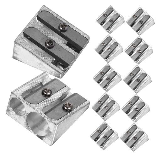 OSALADI 12 Stück Bleistiftspitzer aus Aluminiumlegierung Bleistiftspitzer Handbuch Bleistiftschärfer Schule Bleistiftspitzer für Silver von OSALADI