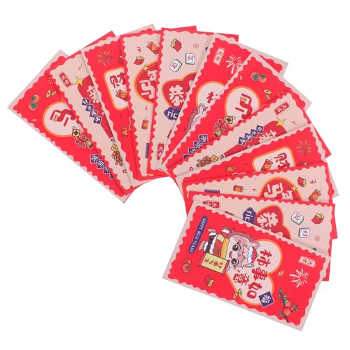 OSALADI 12 Stück Chinesische Rote Geldumschläge Jahr Des Pferdes mit Mustern Dickes Papier Lebendige Drucke Stabile Hong Bao für Frühlingsfest Geburtstag Hochzeit Grüße von OSALADI