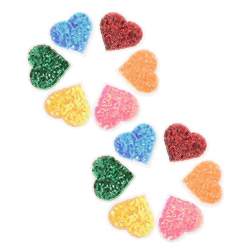 OSALADI 12 Stück Herz Patches Pailletten Bügelbare Stickapplikationen für Diy Kleidung Farbenfrohe Flicken zum Reparieren und Dekorieren von Kleidung für Handarbeiten und Accessoires OSALADI 12 Stück Herz Patches Pailletten Bügelbare Stickapplikationen für Diy Kleidung Farbenfrohe Flicken zum Reparieren und Dekorieren von Kleidung für Handarbeiten und Accessoires von OSALADI