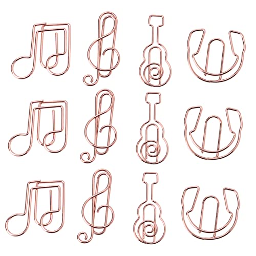 OSALADI 12 Stück Kreative Musikinstrumente Notenförmige Büroklammern Bunte Papierclips für Lesezeichen Notizen und Organisation für Büro Schule und Scrapbooking von OSALADI