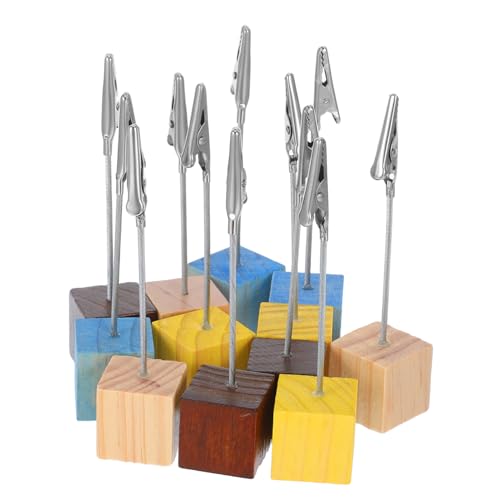 OSALADI 12 Stück Memo-clips Aus Holz: Bilderhalter Mit Clips, Memo-fotoständer Mit Holzsockel, Fotowürfel Für Bilder Mit Krokodilverschluss – Hochzeitsfeier von OSALADI
