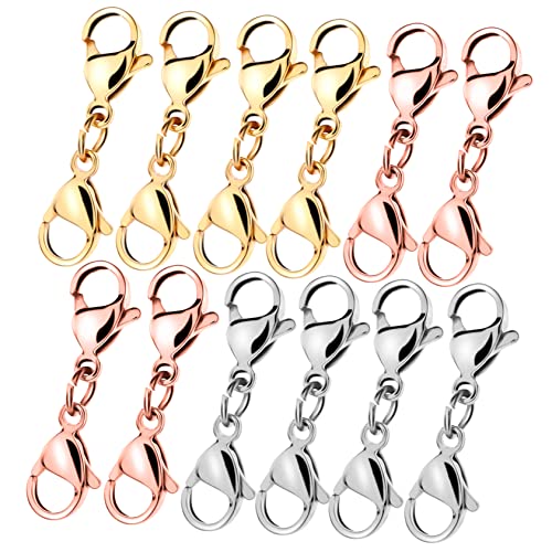 OSALADI 12 Stück Metall Lobster Clips für Diy Schmuck Gold Stahl und Roségold Doppel Karabiner Verschlüsse für Armband und Halskettenverlängerungen für Schmuckherstellung OSALADI 12 Stück Metall Lobster Clips für Diy Schmuck Gold Stahl und Roségold Doppel Karabiner Verschlüsse für Armband und Halskettenverlängerungen für Schmuckherstellung von OSALADI