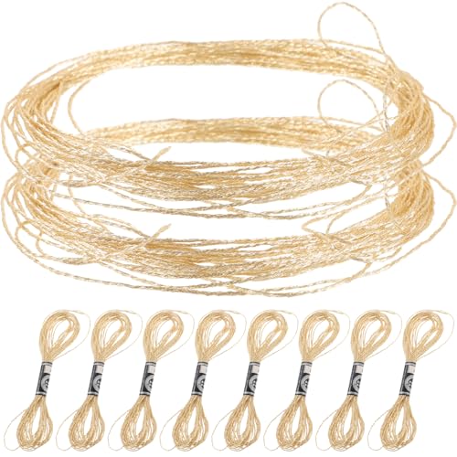 OSALADI 12 Stück Metallic Stickgarn Handnähgarn für DIY Geeignet für Stickerei Nähmaschinen und Kreative Projekte Glitzer Goldfarbe von OSALADI