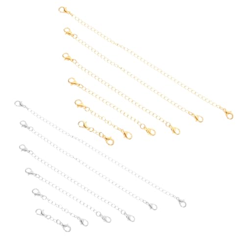 OSALADI 12 Stück Teiliges Doppelkopf lobster verschluss set mit Verlängerungsketten Langlebig Vielseitig für DIY Schmuckherstellung Geeignet für Halsketten Armbänder Anhänger Verschiedene von OSALADI