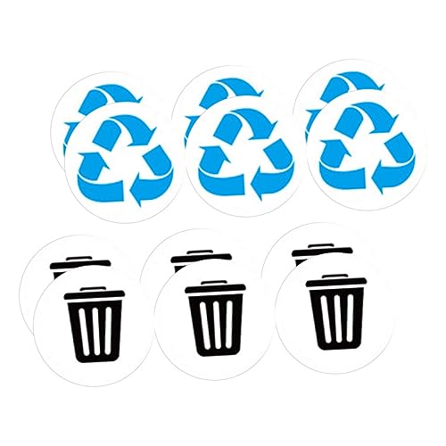 OSALADI 12 Stück Teiliges Recycling aufkleber Mülltonnen Selbstklebend Langlebig Pvc material Klare Mülltrennungssymbole Geeignet für Zuhause Büro Garten und Öffentliche Bereiche von OSALADI