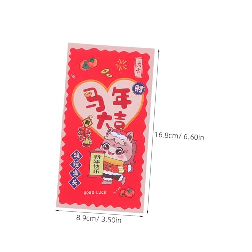 OSALADI 12 Stück Teiliges Rote Umschläge Jahr Des Pferdes Frühlingsfest Geldumschläge Hongbao mit Mustern Stabile Papierqualität für Chinesisches Neujahrsfest Hochzeit Geburtstag Lunar von OSALADI