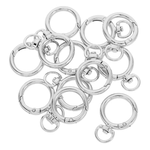 OSALADI 12 Stück Teiliges Rundfeder snap haken Drehbare O ring Clips aus Legierung Vielseitige Schlüsselanhänger Karabiner für Geldbeutel Gürtel und DIY Accessoires Silberfarben von OSALADI