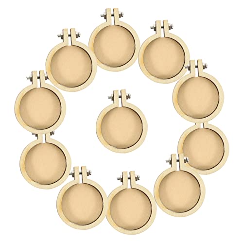 OSALADI 12 Stück Teiliges Set Mini Stickrahmen Holz Oval und Rund Stabile DIY Anhänger Dekorative Kreuzstich Ringe für Halsketten Heimdeko und Geschenkgestaltung von OSALADI