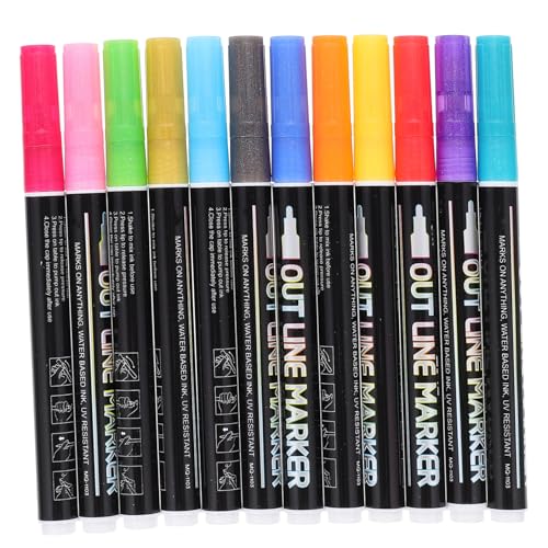 OSALADI 12 Stück Teiliges Set Multifunktionale Marker Stifte für Diy Projekte Wasserfeste Filzstifte für Kunst Schule Büro und Scrapbooking für Verschiedene Oberflächen von OSALADI