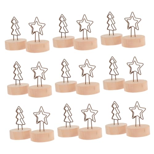 OSALADI 12 Stück Teiliges Set Weihnachts Memo Clips aus Holz und Tischkartenhalter Baum und Sternform für Fotos Notizen und Karten Weihnachtsdeko für Zuhause und Büro von OSALADI