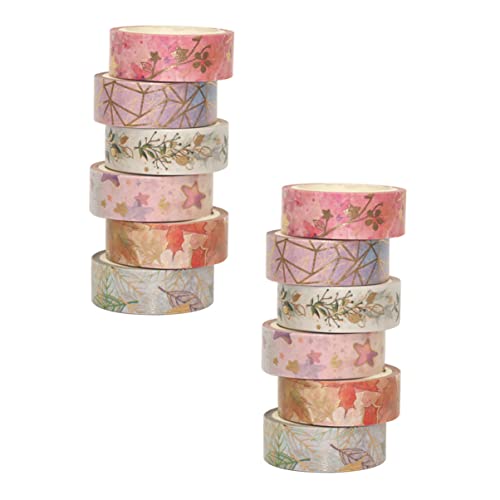OSALADI 12 Stück Teiliges Washi Tape Japanische Dekorative Klebebänder für Scrapbooking Planner und DIY Projekte Handreißbar Gemischte Farben als für Familie und von OSALADI
