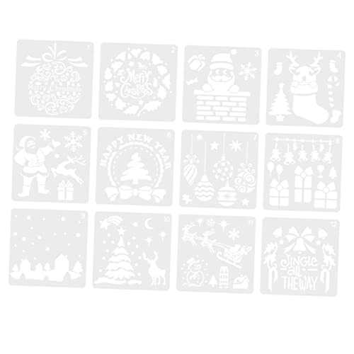 OSALADI 12 Stück Teiliges Weihnachts Malschablonen Wiederverwendbarem Vielseitige DIY Zeichenschablonen für Erwachsene für Malerei Kartengestaltung und Festliche Dekoration von OSALADI