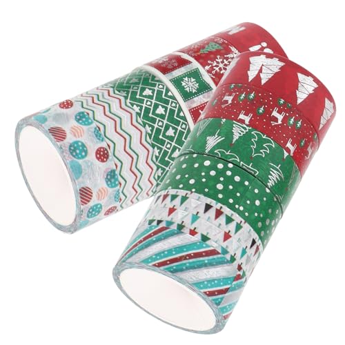 OSALADI 12 Stück Teiliges Weihnachts Washi Tape Dekoratives Klebeband mit Goldfolie Vielseitig für Scrapbooking Geschenkverpackung DIY Handwerk und Festliche Schreibwaren Farbenfrohe von OSALADI