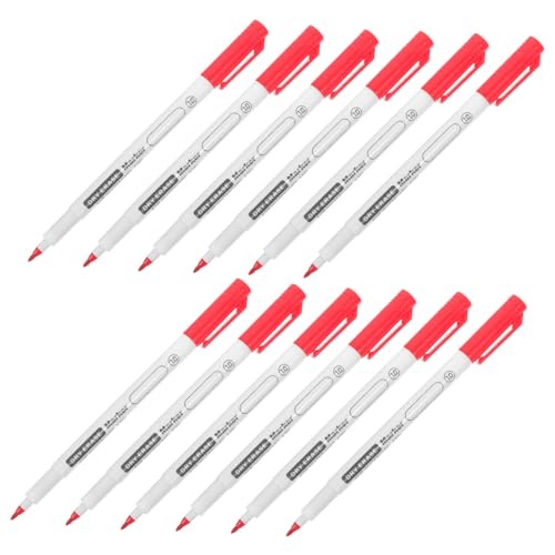 OSALADI 12 Stück Whiteboard Marker für Schule und Büro Roter Markierstift Leicht Abwischbar für Glatte Oberflächen Geschenkidee für Lehrer und Büroangestellte von OSALADI
