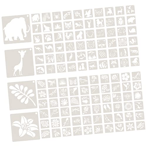 OSALADI 120 Blatt Teiliges Wiederverwendbarer Schablonen Pet Material mit Bauernhof Tieren und Blumenmotiven Waschbar Vielseitig für Wandmalerei Diy Bastelprojekte Geschenkideen von OSALADI