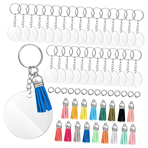 OSALADI 120 Stück Teiliges Acryl Schlüsselanhänger Set mit Runden Blanks und Bunten Quasten Inkl Schlüsselringen und Sprungringen zum Bemalen Gravieren und Basteln für Diy OSALADI 120 Stück Teiliges Acryl Schlüsselanhänger Set mit Runden Blanks und Bunten Quasten Inkl Schlüsselringen und Sprungringen zum Bemalen Gravieren und Basteln für Diy von OSALADI