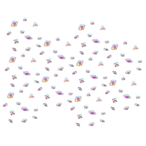 OSALADI 120 Stück Teiliges Bunte Glasperlen zum Aufnähen Doppellochige Flache Handgenähte Schmucksteine für Kleidung Haaraccessoires Basteln und DIY Dekorationen Vielseitig Einsetzbar von OSALADI