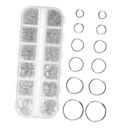 OSALADI 1200 Stück Metallöffnungsring große Biegeringe klein Schlüssel offen Biegeringe für Schmuck Schmuckset Halskette Reparatur Biegering Sprungringe Halskettenverschluss Eisen Silber von OSALADI