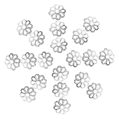OSALADI 1200Stücke Metallperlenkappen Blumenform DIY Schmuck Basteln Silberne Perlenkappen für Armbänder und Halsketten Designs für und Handwerksprojekte von OSALADI