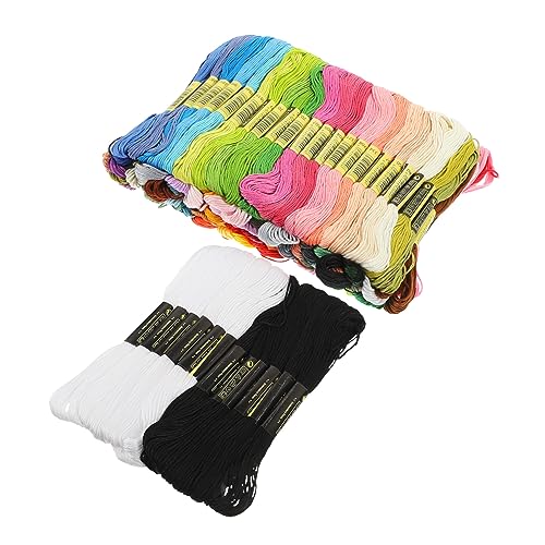 OSALADI 124 Stück Teiliges Set Bunte Stickgarne Robuste Stickgarne für DIY Embroidery für Anfänger und Kreative Projekte Farben Schwarze Weiße Fäden von OSALADI