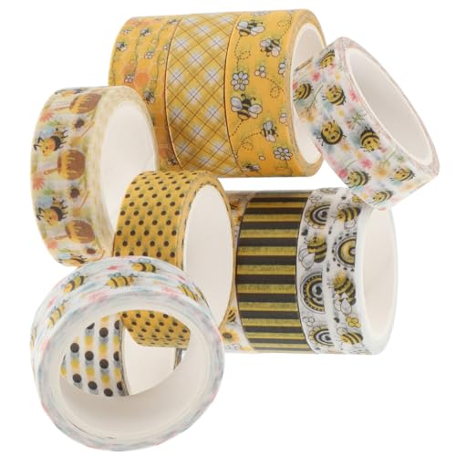 OSALADI 12Rollen Washi Tape Set mit Dekorativen Bienendrucken Farbiges Scrapbooking Tape für DIY Projekte Tagebuchgestaltung und Bastelarbeiten für von OSALADI