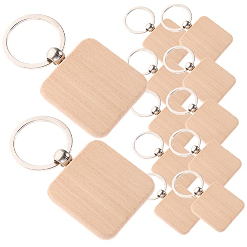 OSALADI 12Stücke Unbehandelte Holz Schlüsselanhänger Blanko für DIY Bastelprojekte Personalisierbare Holzschlüsselketten für Dekoration und Kreative Handarbeiten von OSALADI