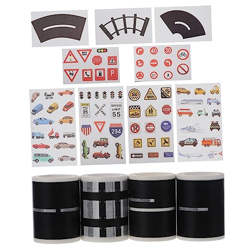 OSALADI 13 Stück Verkehr Washi Tape Verkehrs-Washi-Tape Klebeband mit Straßenmuster DIY Verkehrsschienen Aufkleber Spielzeugstraßen Aufkleber Spielzeugaufkleber Washi-Tape-Aufkleber Papier von OSALADI